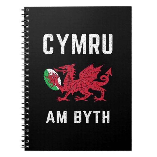 Red Welsh Dragon Cymru Roots Rugby Fan Wales Flag Notebook (Front)
