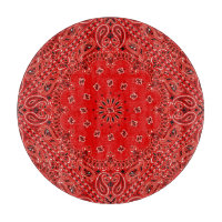 Red Western Bandanna Paisley Scarf Fabric Glass
