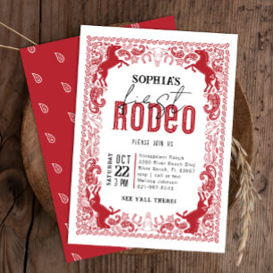 Red Western First Rodeo Birthday Party Invitation