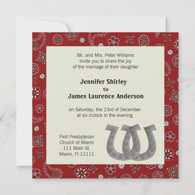 Red Western Wedding Invitation (Front)