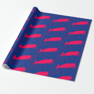 red whales wrapping paper