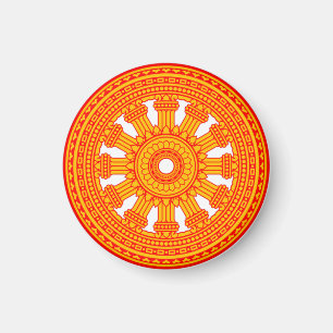 Red Wheel of Dharma (Buddhist Art) Magnet