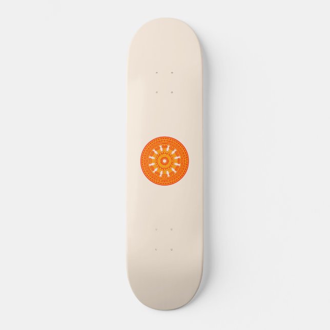 Red Wheel of Dharma (Buddhist Art) Skateboard (Front)