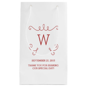 Red Whimsical Flourish Monogram Gift Bag