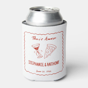 Red Whimsical Frame That's Amore Italian Wedding Can Cooler