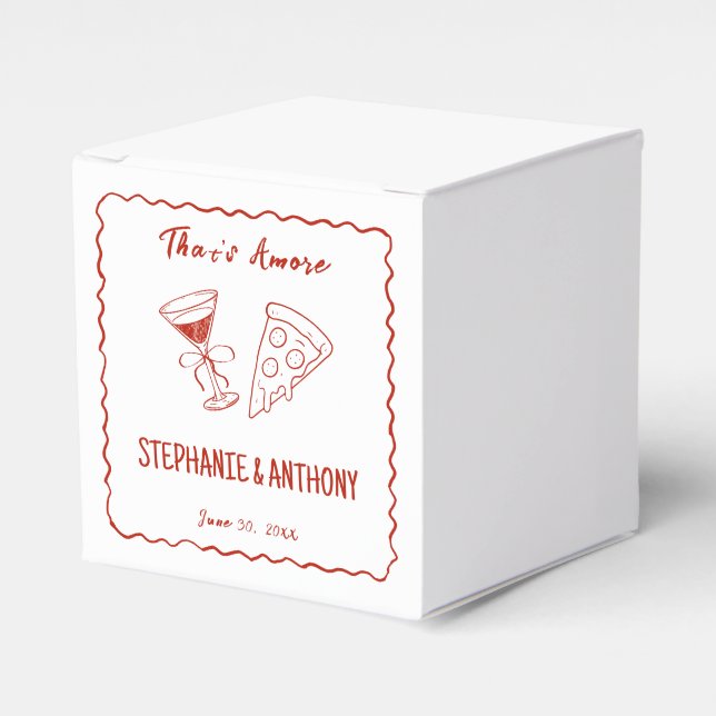 Red Whimsical Frame That's Amore Italian Wedding Favour Box (Front Side)