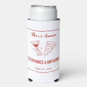 Red Whimsical Frame That's Amore Italian Wedding Seltzer Can Cooler