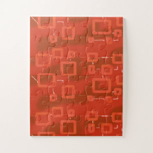 Red Whimsical Geometric Abstract Jigsaw Puzzle