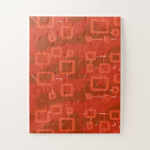 Red Whimsical Geometric Abstract  Jigsaw Puzzle
