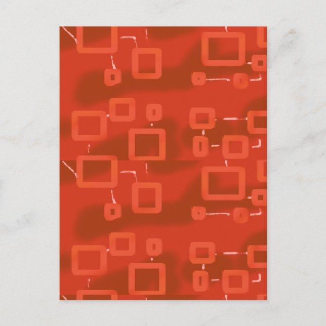 Red Whimsical Geometric Abstract  Postcard (Front)