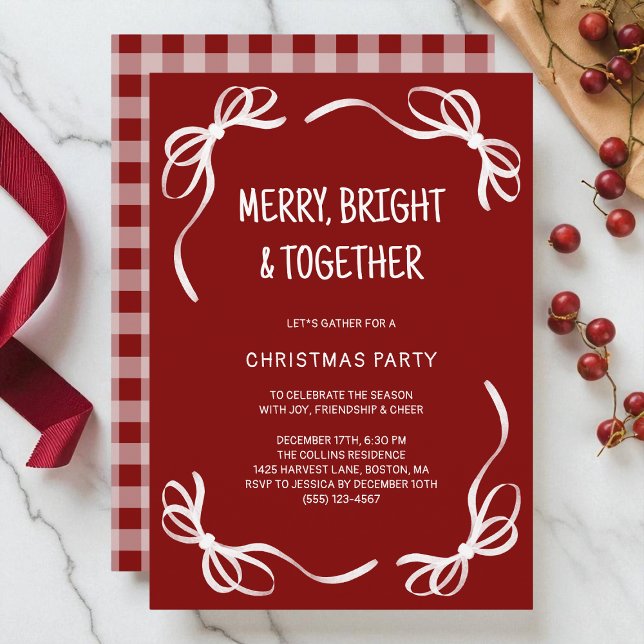 Red Whimsical Hand Drawn Friends Christmas Party Invitation (Red Whimsical Hand Drawn Friends Christmas Party Invitation)