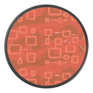 Red Whimsical Modern Abstract Hockey Puck