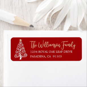 Red Whimsical Playful Christmas Tree Bold Script
