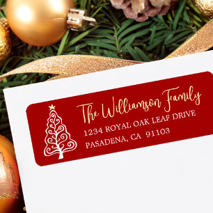 Red Whimsical Playful Christmas Tree Bold Script