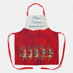 Red Whimsical Reindeer All-Over Print Apron