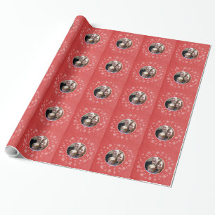 Red Whimsical Snowflakes Photo Wrapping Paper