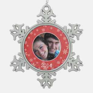 Red Whimsical Snowflakes Snowflake Ornament