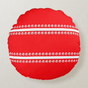 Red whine lines dots round cushion