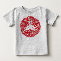 Red Whirling Koi Carp Fish Group Baby Bodysuit
