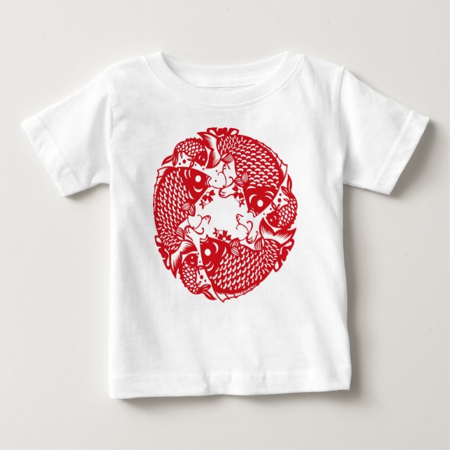 Red Whirling Koi Carp Fish Group Baby Tutu B Baby T-Shirt (Front)