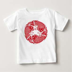 Red Whirling Koi Carp Fish Group Baby Tutu B T-Shirt