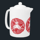 Red Whirling Koi Carp Fish Group MTeaP<br><div class="desc">Beautiful asian style graphics of a whirling Koi fish group. Design on ceramic teapot.</div>