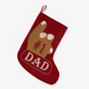 Red White #1 Dad Small Christmas Stocking