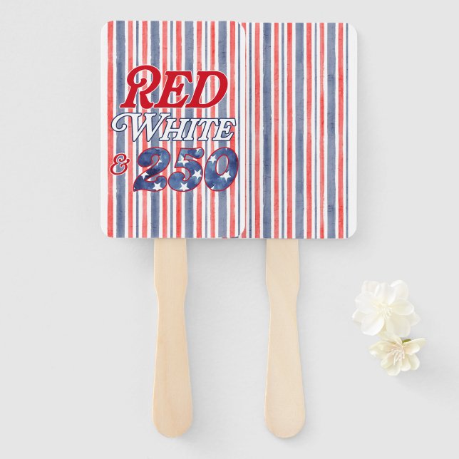 Red White & 250 Hand Fan (Front and Back)
