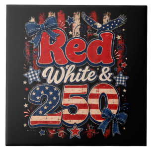 Red White 250 Years American Freedom 1776-2026 Tile