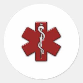 red & white 3D Classic Round Sticker