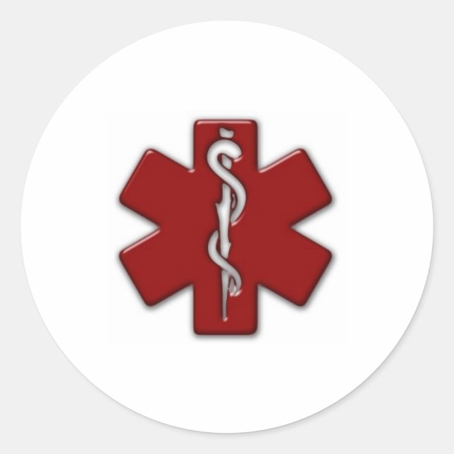     red & white 3D Classic Round Sticker (Front)