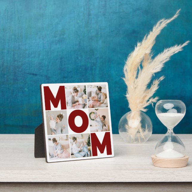 Red & White 6 Photo Collage Mum Plaque (Insitu)