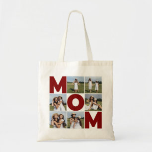 Red & White 6 Photo Collage Mum Tote Bag