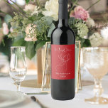 Red white abstract reindeer modern Christmas Wine Label<br><div class="desc">Red background,  and a white abstract one line reindeer.  Personalise and add a name and year. Text: Merry Christmas</div>
