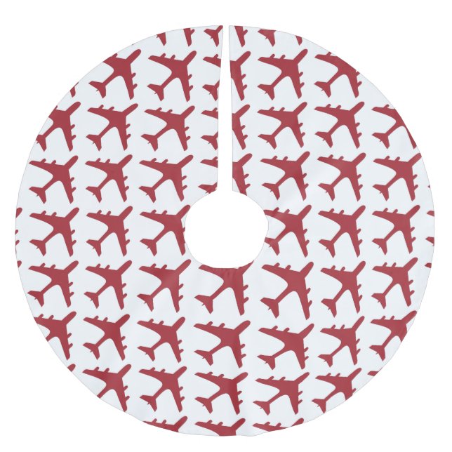 Red white aeroplane pattern tree skirt (Front)