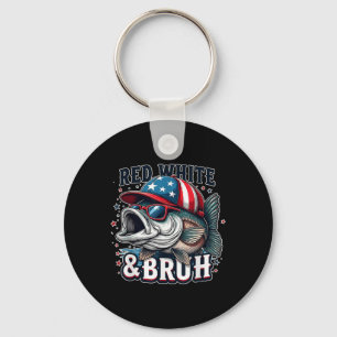 Red White & Bruh 4th Of July Fishing Bro Key Ring