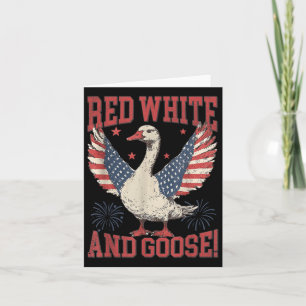 Red White & Goose Retro 4th Of July Patriotic Card