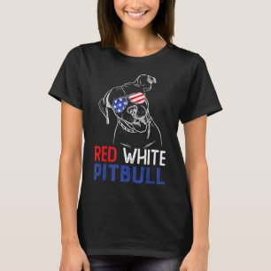 Red White Amp Pitbull American Flag T-Shirt