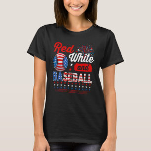 Red White And Baseball 4th Of July American Flag P T-Shirt