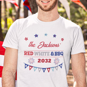 Red white and BBQ 4th july patriotic fireworks T-Shirt