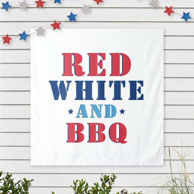 Red White and BBQ Funny 4th of July Tapestry (Creator Uploaded)