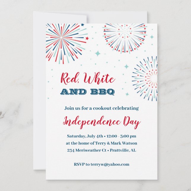 Red, White and BBQ Invitation (Front)
