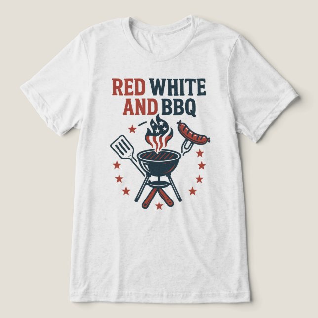 Red, White, and BBQ Tri-Blend Shirt (Design Front)