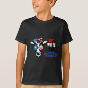 Red White And Beef Vintage Usa Flag 4th Of July Fu T-Shirt