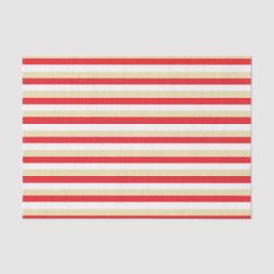 Red, White and Beige Stripes Tissue Paper