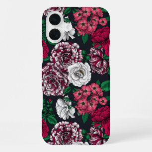 Red, white and bi-colour roses with green leaves o iPhone 16 plus case