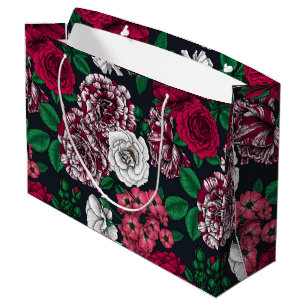 Red, white and bi-colour roses with green leaves o large gift bag
