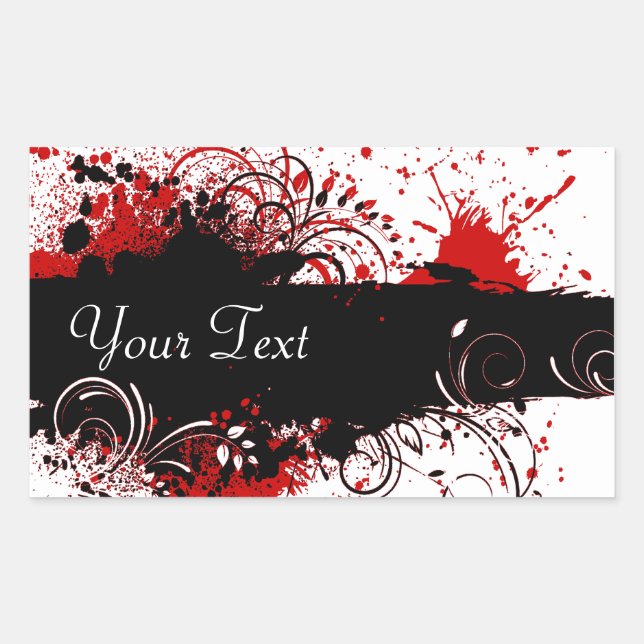 Red, White and Black Abstract Rectangle Sticker (Front)