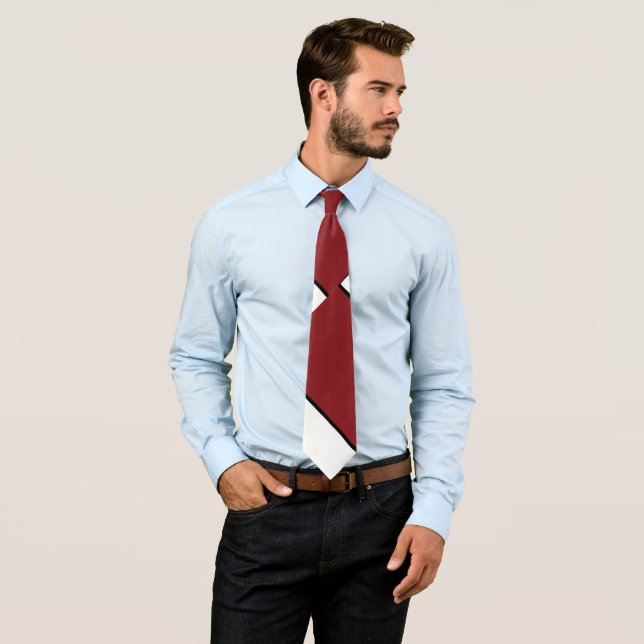 Red White and Black Abstract Tie (In Situ)