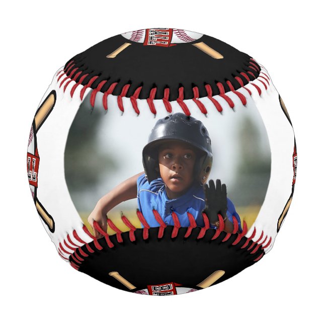 Red | White and Black Baseball with Photo (Front)